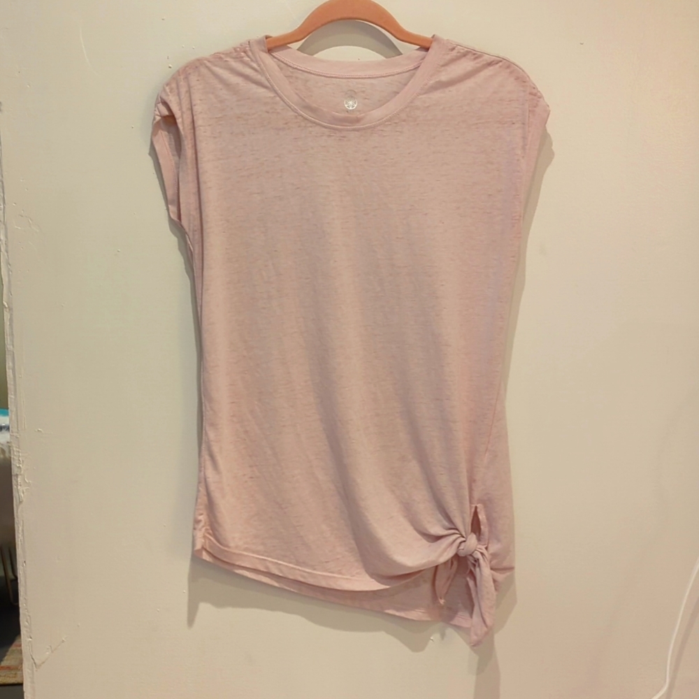 Gaiam yoga asymmetrical sheer tissue tie top, xs, oversized